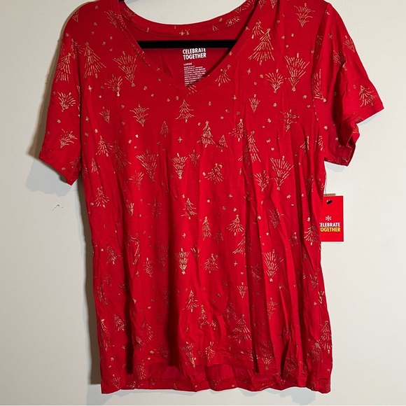 Women's Celebrate Together Short Sleeve V-Neck Christmas Tee - Picture 2 of 4